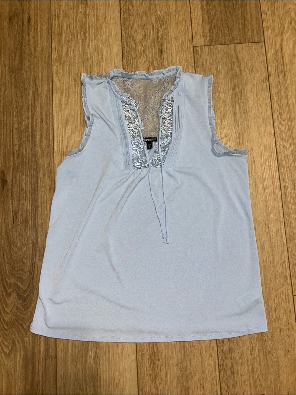 Express Light Blue Lace-Trim Sleeveless Chemise